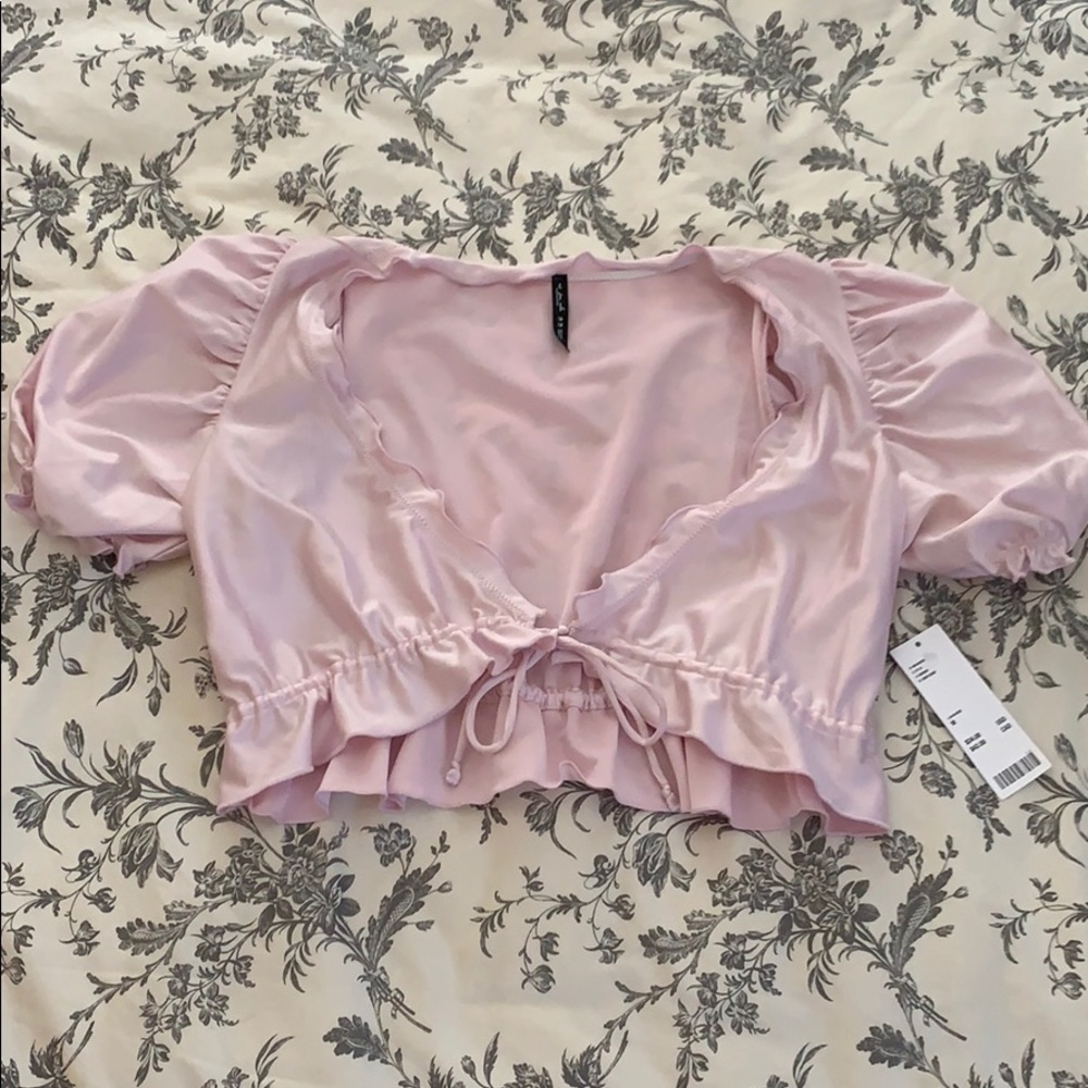 Cropped knit purple top